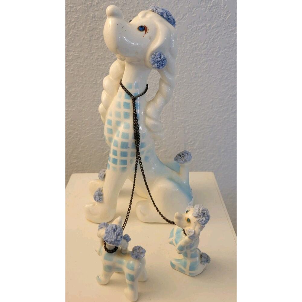 Vtg. 50s Kreiss & Company Poodle w/Puppies on Chain Leash Made in Japan - Picture 6 of 16